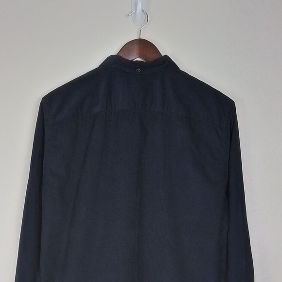 French Connection Mens Black Corduroy Cotton Button Up Shirt Size M Long Sleeve - Picture 7 of 13